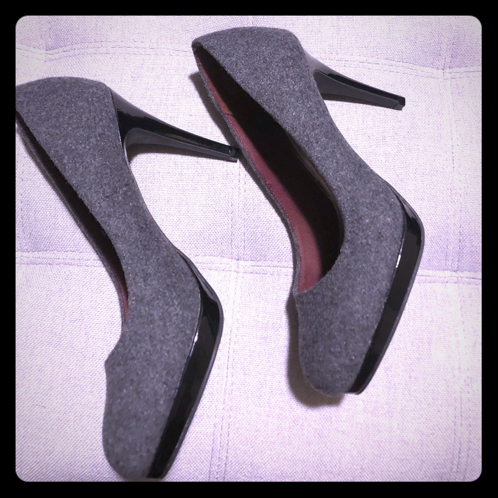 Grey suede high heels. Never been worn!